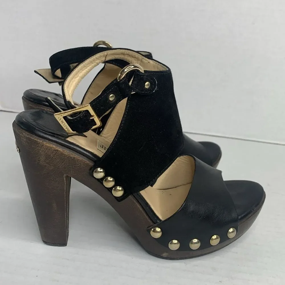 Jimmy Choo black suede leather studded clog heels - Picture 3 of 10